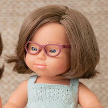 Load image into Gallery viewer, Caucasian Brunette Girl Doll with DS Glasses and Romper