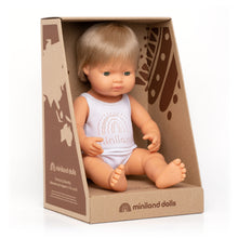 Load image into Gallery viewer, Miniland Caucasian Dark Blond Boy Doll
