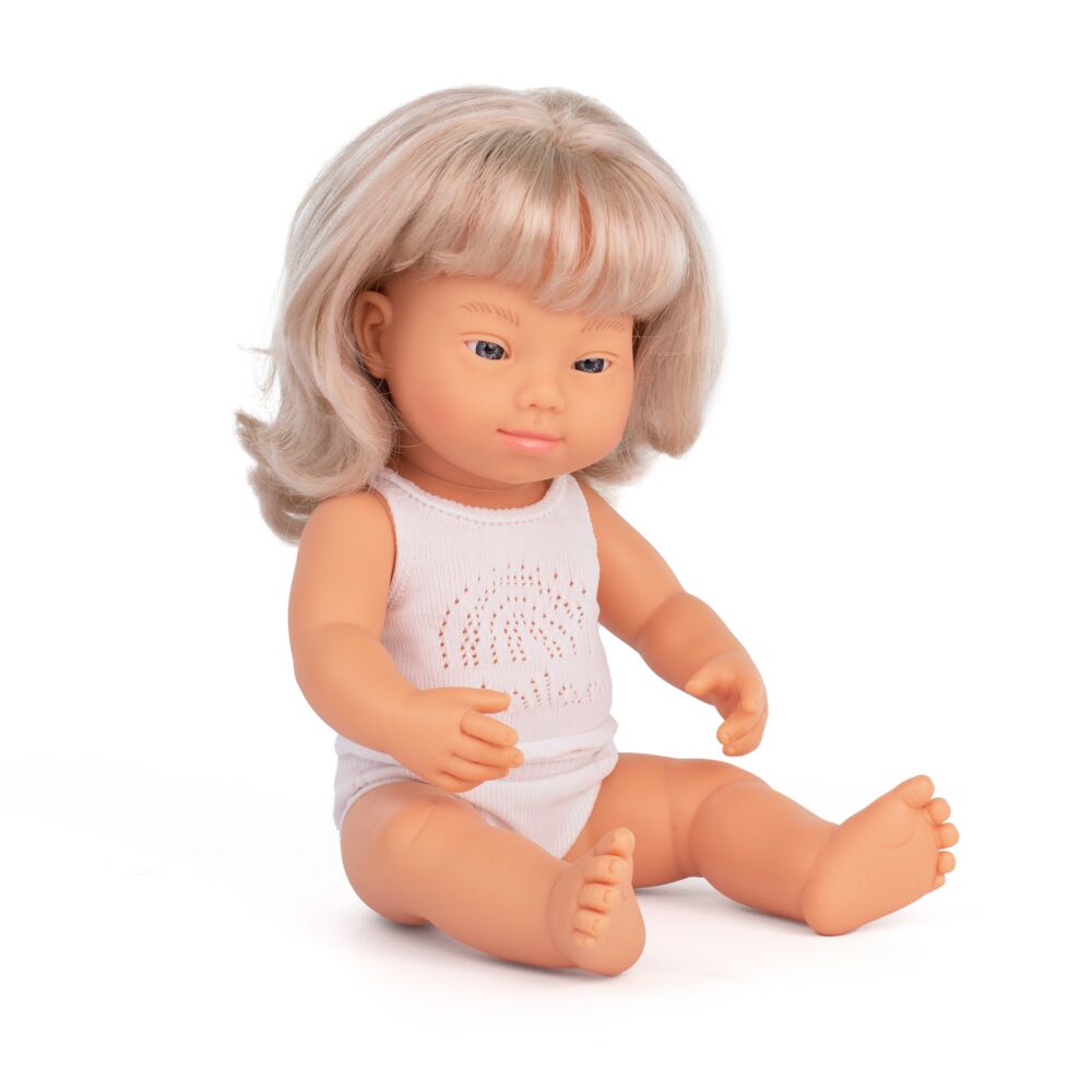 Miniland Caucasian Blond Girl Doll with Down Syndrome