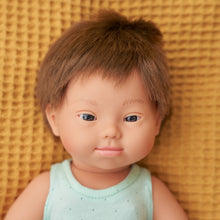 Load image into Gallery viewer, Miniland Caucasian Brunette Boy Doll with Down Syndrome
