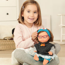 Load image into Gallery viewer, Caucasian Brunette Girl Doll with Down Syndrome and Glasses