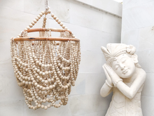 Load image into Gallery viewer, Natural Wooden Beads & Rattan Pendant Lampshade