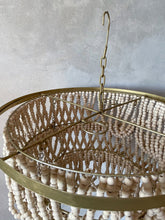 Load image into Gallery viewer, Natural Wooden Beads & Brass Pendant Lampshade