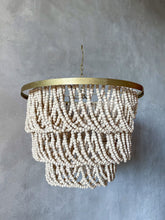 Load image into Gallery viewer, Natural Wooden Beads & Brass Pendant Lampshade