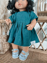 Load image into Gallery viewer, Corduroy Doll Dress - Paradise Teal