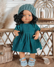 Load image into Gallery viewer, Corduroy Doll Dress - Paradise Teal