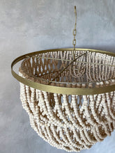 Load image into Gallery viewer, Natural Wooden Beads & Brass Pendant Lampshade
