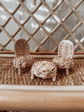 Load image into Gallery viewer, Rattan Dollhouse Furniture Set of 3
