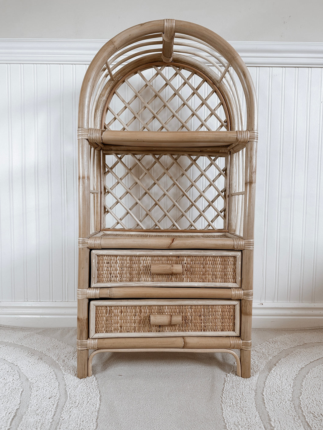 Rattan Bookshelf with 2 drawers