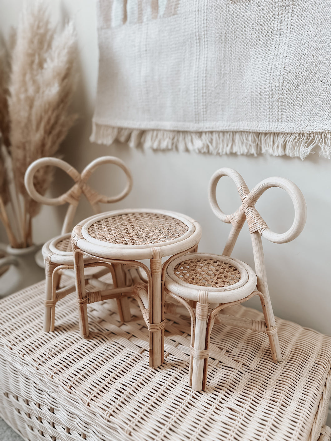 Dolls-Size Set of Two Bow Chairs & Table