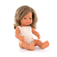 Load image into Gallery viewer, Caucasian Dark Blonde Girl Doll with Ecru Romper
