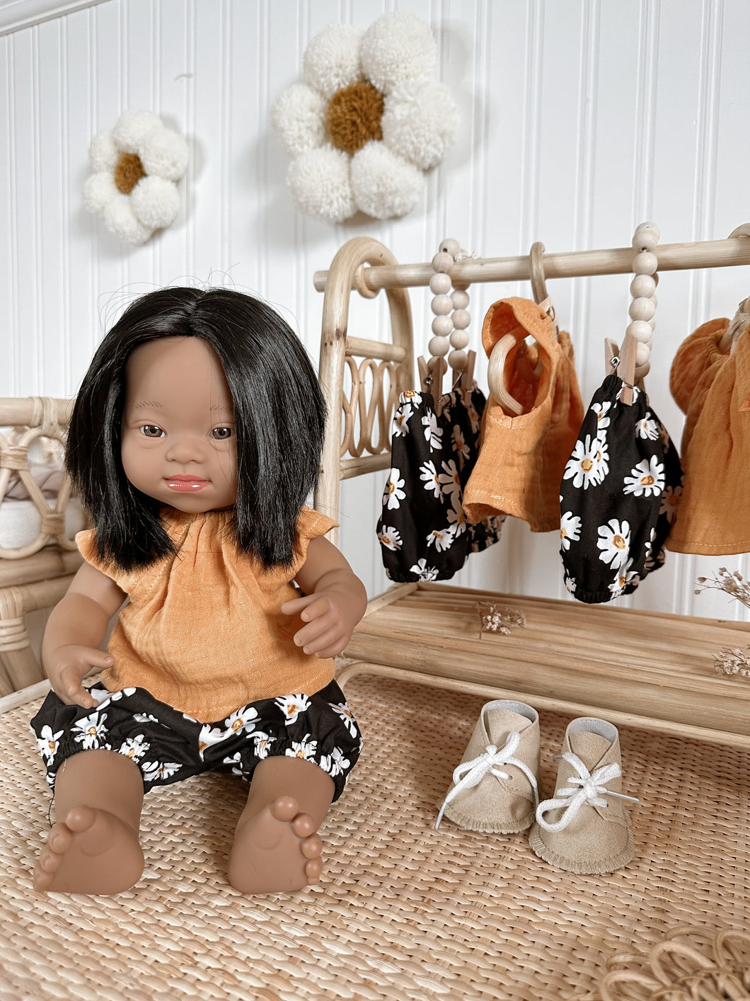 Summer Daisy Set: Mustard top & floral bloomers