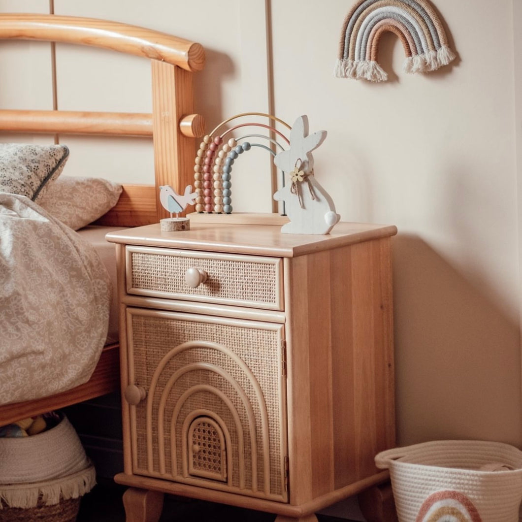 The Night Wonder Bedside Table - Rattan & Natural Wood