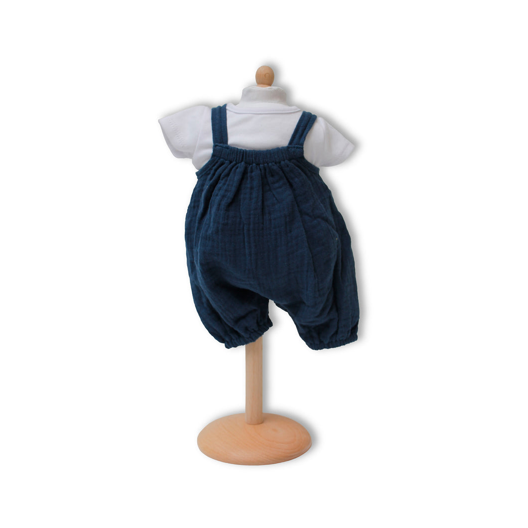 Blue Muslin Romper and White T-Shirt