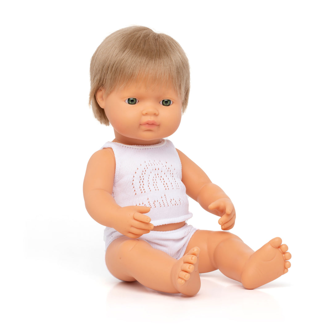Miniland Caucasian Dark Blond Boy Doll