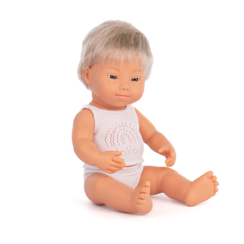 Miniland Caucasian Blond Boy Doll with Down Syndrome