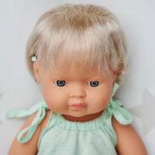 Load image into Gallery viewer, Miniland Caucasian Blond Girl Doll with Cochlear Implant
