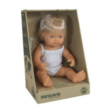 Load image into Gallery viewer, Miniland Caucasian Blond Boy Doll
