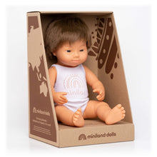 Load image into Gallery viewer, Miniland Caucasian Brunette Boy Doll with Down Syndrome
