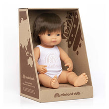 Load image into Gallery viewer, Miniland Caucasian Brunette Boy Doll
