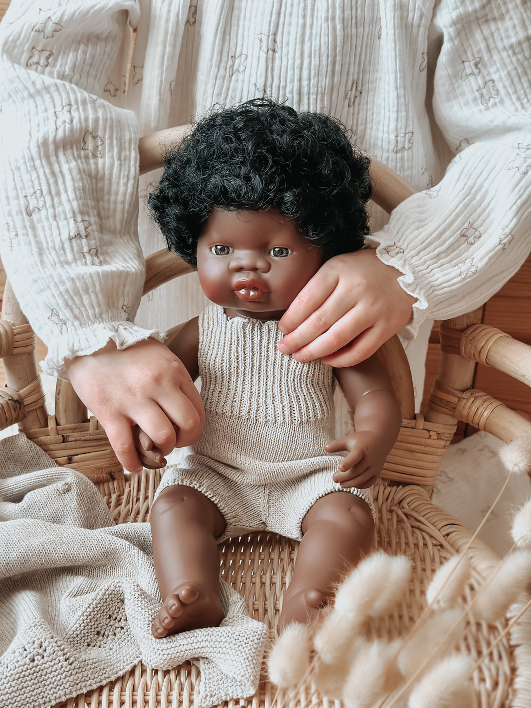Knitted Doll Romper & Bonnet Set - Terra