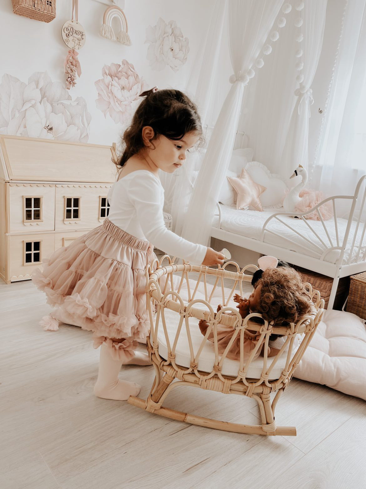 Coco Doll Rattan Rocking Bassinet