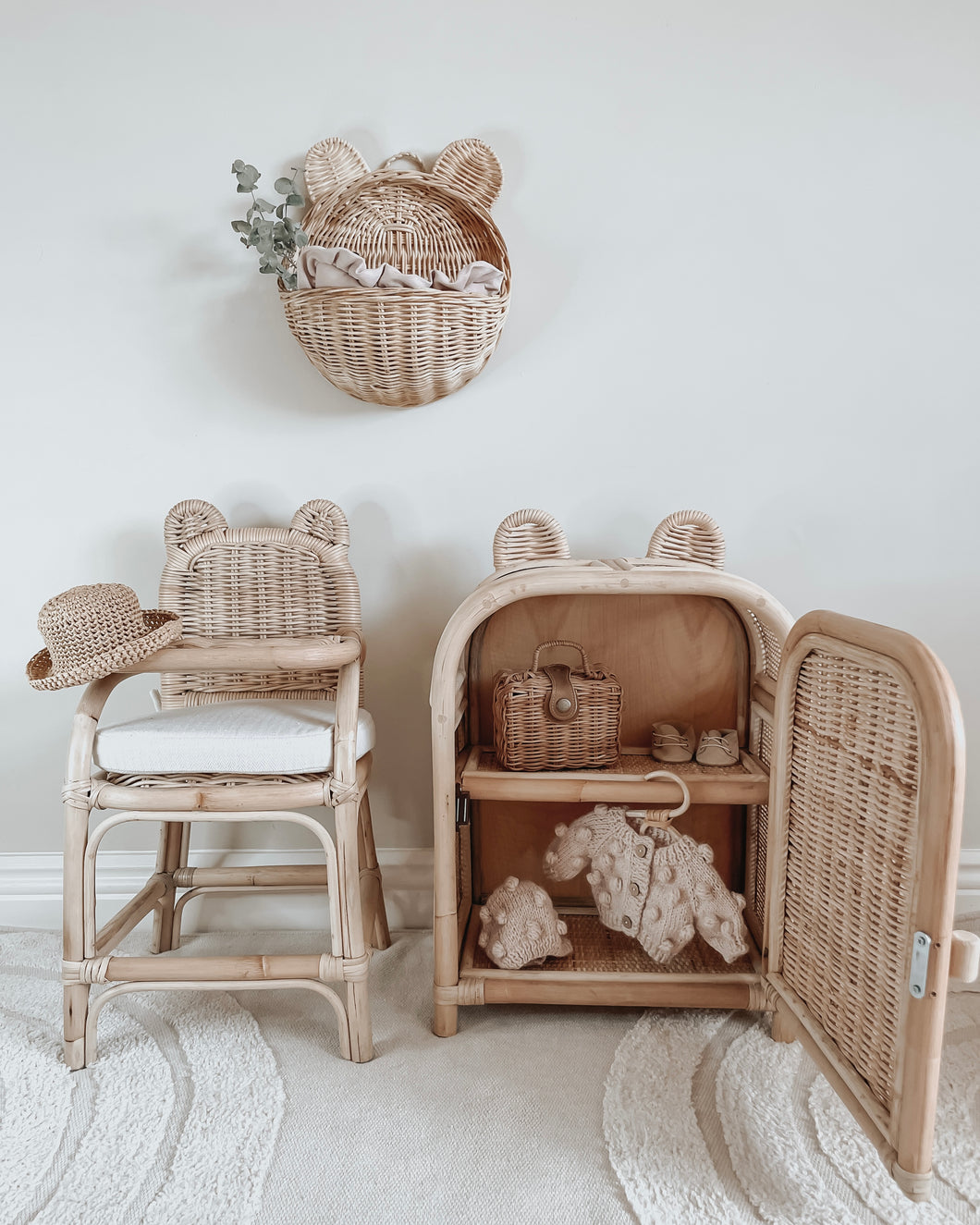 Bubu Bear Doll Rattan Cabinet
