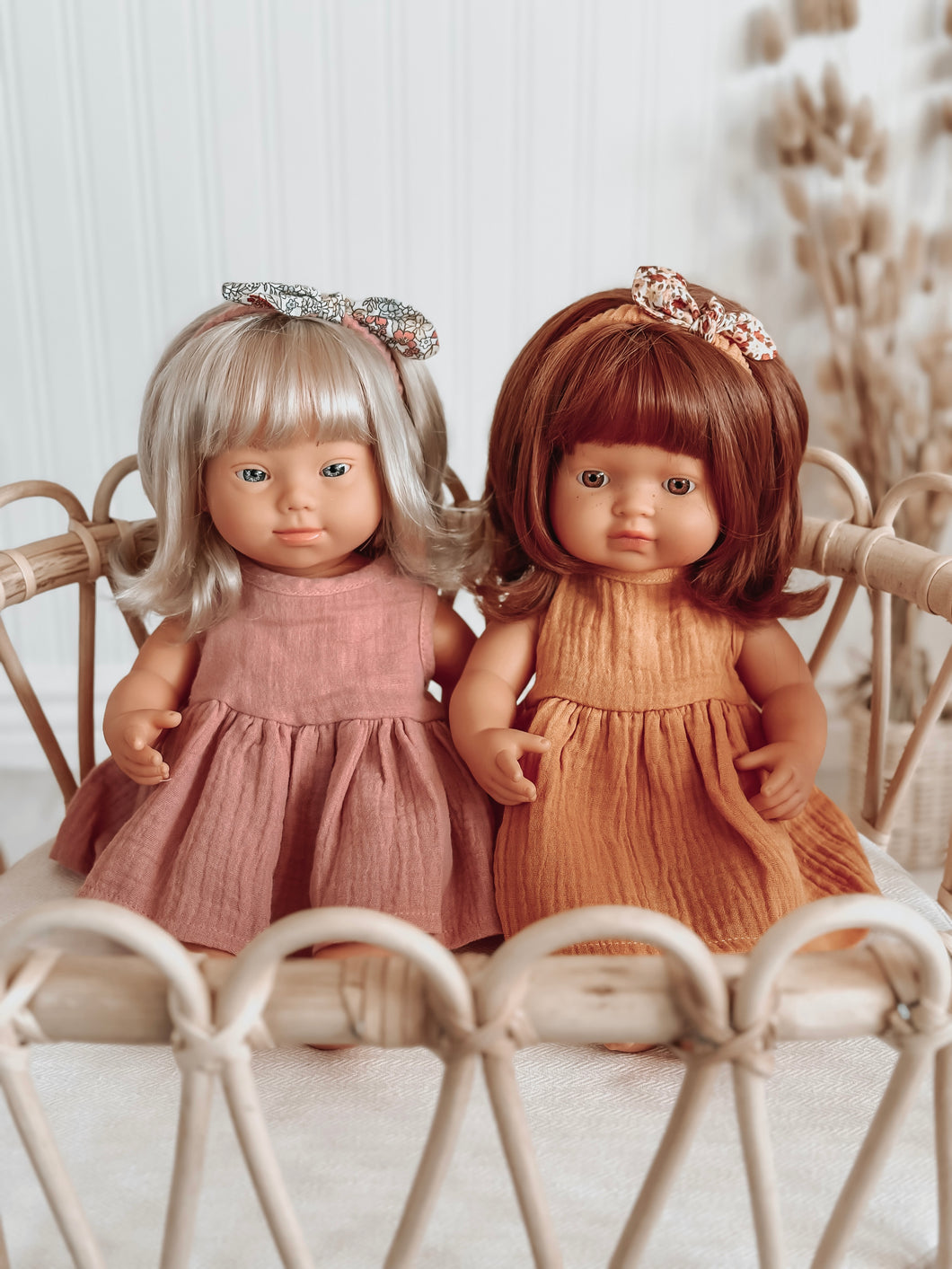 Doll dress with matching headband - Old Rose