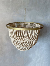 Load image into Gallery viewer, Natural Wooden Beads &amp; Brass Pendant Lampshade
